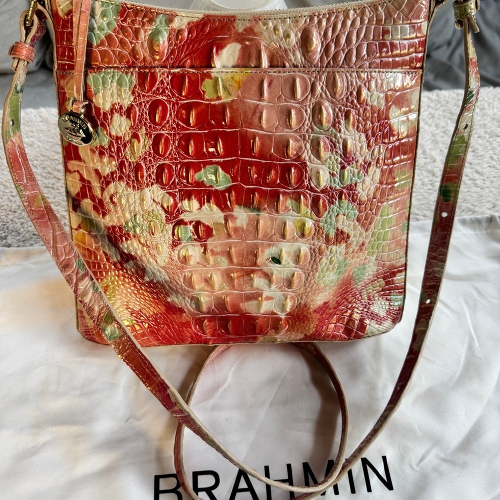Brahmin Katie Jubilee Melbourne Multi Floral Embossed Leather Crossbody - Picture 5 of 6